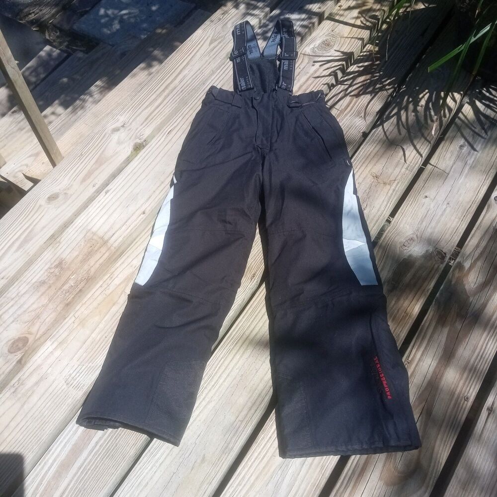 Maier Sports Ski Pants Kids Euro 140 / US 8-10 Black Gray Suspenders Snow Board